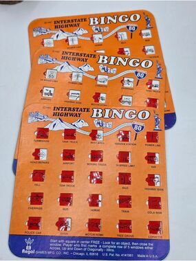 Vintage 1997 Interstate Highway Bingo Travel Game by Regal Games Set Of 3